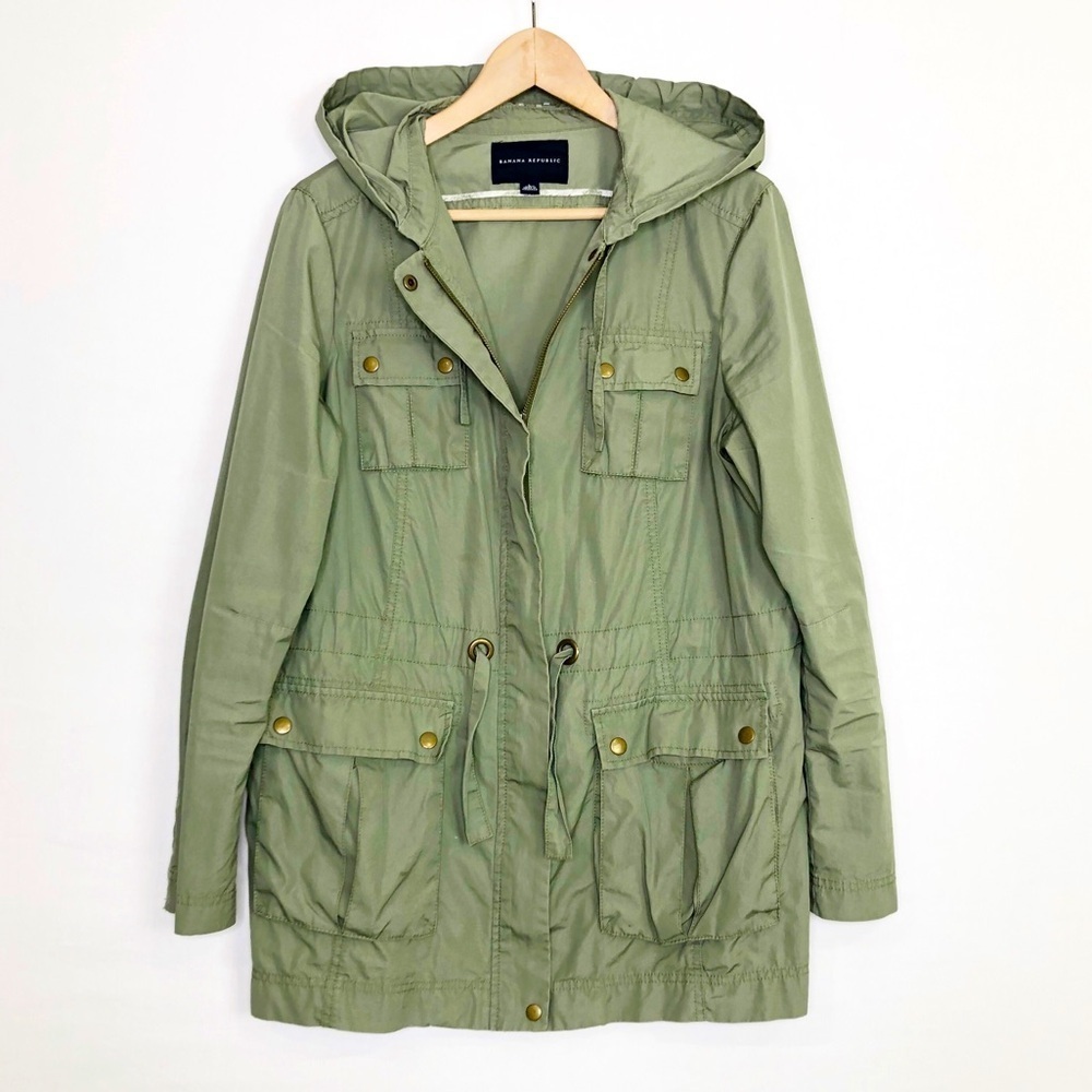 Banana Republic large olive green utility Hooded Jacket